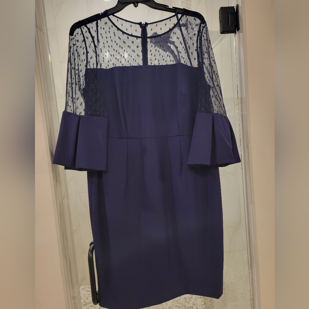 Eliza J Blue Sheath Dress with Bell Sleeves
